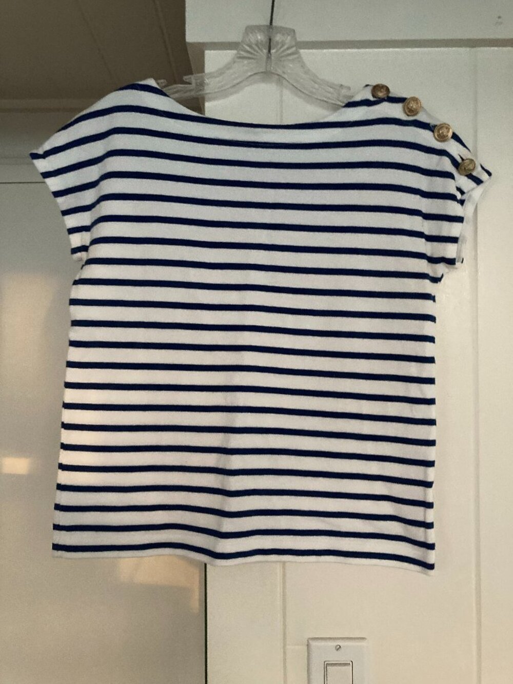 Petite Bateau boatneck cap sleeve striped top, will fit size XS or size S